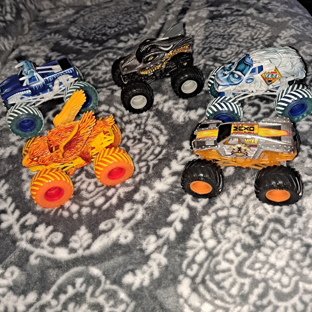 5 different monster trucks
